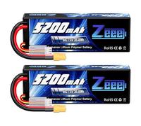 Zeee 2S Lipo Battery 5200mAh 7.4V 80C Hard case Battery with XT60 Plug for 1/8 1/10 RC Vehicles Car RC Buggy Truggy RC Airplane UAV Drone(2 Packs)