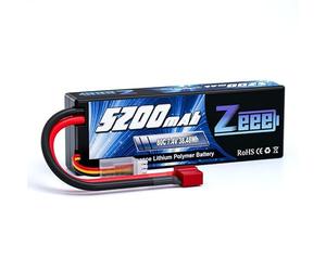 Zeee 2S Lipo Battery 5200mAh 7.4V 80C Hard case RC Battery with T Plug for 1/8 and 1/10 RC Vehicles Car RC Buggy Truggy RC Airplane UAV Drone FPV