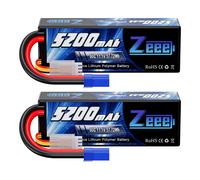 Zeee 3S Lipo Battery 11.1V 80C 5200mAh RC Battery Hard case with EC5 Plug for RC Car Boat Truck Helicopter Airplane Racing Models(2 Packs)