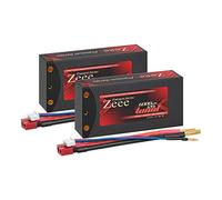 Zeee Premium Series 2S Lipo Battery 6000mAh 7.6V 120C Shorty Hard case with 4mm Bullet to T Connector High Voltage Battery for RC 1/10 Scale Vehicles Car Trucks Boats RC Models (2 Pack)