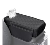 ZEEGII Centre Armrest Cover for Volvo EX30 2023 2024 2025, PU and Memory Foam Material Armrest Seat Box Cover, 2 in 1 Car Armrest Pad With Mobile Phone and Tissue Storage Bag,B/Black