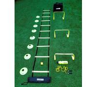 ZEEGO Agility Training Equipment with Ladder, 8 Disc Cones, 3 Hurdles for Speed Training, 1 Skipping Rope and Carry Bag, Speed Training Equipment for Soccer Football Basketball | Fluro Yellow