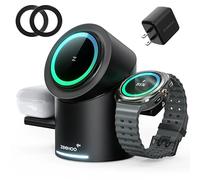 ZEEHOO 3 in 1 Charging Station for Samsung, Wireless Charger Stand, Qi2 15W Fast Charging for Samsung Galaxy S24 Ultra/S23 Ultra/S22/S21, Galaxy Watch Ultra/7/6/5, Galaxy Buds 2/2 Pro (Black)