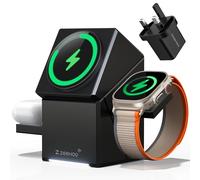 ZEEHOO 3 in 1 Wireless Charging Station for Apple MagSafe Charger Stand, Qi2 Wireless Charger,15W Magnetic Charger Dock for iPhone 16,15,14,13,12, for Apple Watch,AirPods (Black)