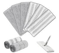 Zeekech Flat Mop Pads Compatible with Joymoop Mop and Bucket Set with Wringer, Washable & Reusable Microfiber Mop Head Refills for Oshang Bosheng Mop - 13" X 4.9", 6 Pack Grey/Stripe