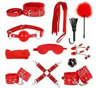ZeeKoug 12 Piece Plush Leather Novelty Set In Red, Suitable For Casual Sports Life, Fun Dice, Cosplay Accessories, Holiday Events, And Couple Gifts