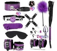 ZeeKoug Fashion 12 Piece Leather Couple Set Sports Suit, Indoor Casual Yoga Adjustable Wrist And Hip Fun Dice Accessories, Original Gift (Purple Black)