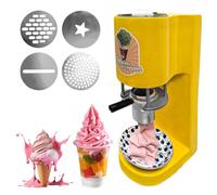 ZEEKYFOR 80W Commercial Ice Cream Maker with 4 Pasta Molds, Electric Spaghetti Ice Cream Press, Gelato Ice Cream Noodle Maker for Catering Truck Yellow