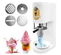 ZEEKYFOR 80W Commercial Ice Cream Maker with 4 Pasta Molds, Electric Spaghetti Ice Cream Press, Gelato Ice Cream Noodle Maker for Catering Truck White