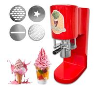 ZEEKYFOR 80W Commercial Ice Cream Maker with 4 Pasta Molds, Electric Spaghetti Ice Cream Press, Gelato Ice Cream Noodle Maker for Catering Truck Red