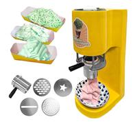 ZEEKYFOR Commercial Gelato Ice Cream Maker, Spaghetti Ice Cream Press Machine with 4 Shape Molds, Soft Serve Dessert Machine for Restaurant Snack Bar Yellow