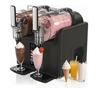 ZEEKYFOR Commercial Slushie Machine Dual Tank Soft Serve Maker Black