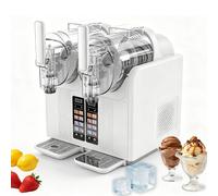 ZEEKYFOR Commercial Slushie Machine Dual Tank Soft Serve Maker White