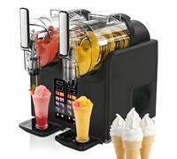 ZEEKYFOR Commercial Slushie Machine with Dual Tanks Soft Serve Maker Black