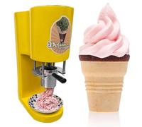 ZEEKYFOR Ice Cream and Soft Serve Maker, Commercial Spaghetti Ice Cream Press with 4 Shape Molds, Electric Ice Cream Noodle Maker for Dessert Shop & Home Yellow