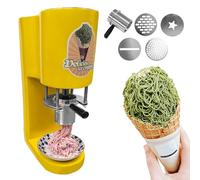 ZEEKYFOR Multi-shape Spaghetti Ice Cream Press Machine with 4 Interchangeable Molds, Commercial Electric Ice Cream Maker, Gelato Maker for Ice Cream Shops Yellow