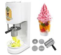ZEEKYFOR Multi-shape Spaghetti Ice Cream Press Machine with 4 Interchangeable Molds, Commercial Electric Ice Cream Maker, Gelato Maker for Ice Cream Shops White