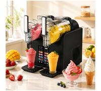 ZEEKYFOR Slushy Machine Dual 2L Tank Ice Cream Machine Black
