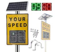 ZEEKYFOR Solar Powered Radar Speed Limit Sign with Accessories, LED Traffic Warning Board, Road Safety Speed Limit Detector for School Community Streets Rural Road 50x70cm/20 x27
