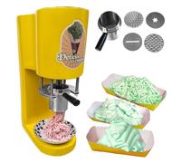 ZEEKYFOR Spaghetti Ice Cream Press Machine, 4 Shape Molds, Compact Electric Pasta Ice Cream Pressing Machine, Soft Serve Dessert Machine for Shops & Catering Yellow