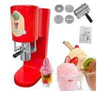 ZEEKYFOR Spaghetti Ice Cream Press Machine, 4 Shape Molds, Compact Electric Pasta Ice Cream Pressing Machine, Soft Serve Dessert Machine for Shops & Catering Red