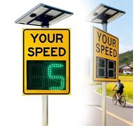 ZEEKYFOR Speed Limit Sign with Radar, Solar Powered Speed Detection Sign with Remote Control, Flashing Led Speed Limit Indicator for School & Rural Road 50x70cm/20 x27