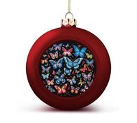 Zeeland Butterfly Christmas Ball Ornaments - Shatterproof Plastic Vintage Rustic Xmas Tree Decorations Pendant for Family Holiday Wedding Party Xmas Hanging Decoration