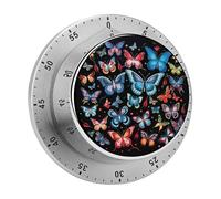 Zeeland Butterfly Kitchen Timer 60 Minute Visual Wind Up Timers Indoor Mechanical Timers with Magnetic Base Stainless Steel Timer for Home Cooking Time Management Tool