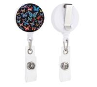 Zeeland Butterfly Retractable Badge Reel - Personalized ID Name Badge Holder with Lanyard Cute Badges Reel Holder Round Nurse Doctor Name Tag Badges Clip for Work