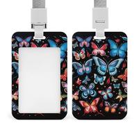 Zeeland Butterfly Retractable ID Badge Holder with Lanyard - Vertical Badge Reel,Keychain Clip,Name Tag Id Card Holder Protector for Nurse Officer Teacher Security Staff Women Men