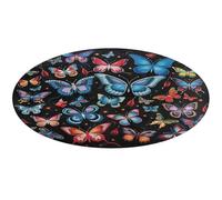 Zeeland Butterfly Round Area Rug Non Slip Backing Doormat Water Absorbent Plush Throw Low-Pile Non-Slip Floor Mat Carpet for Living Room Bedroom Entryway Nursery Room 80 * 80cm