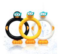 zeeloopbee Duck Diving Rings 3Pcs, Sinking Swim Pool Toys for Kids 4-12 | Bright Colour, Soft & Flexible, Sink Fast & Stand Upright, Underwater Training, Pool/Bath/Beach, Pool Games for Kids 4-12
