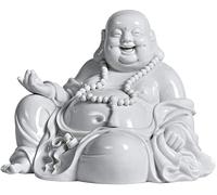 ZEELYDE Buddha Statue,buddha statues for home Laughing Buddha Statues Sculptures White Ceramic Maitreya Buddha Figurine 6" Lucky Happy Feng Shui Home Decor, Zen Decor Praying Buddha Statue