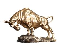 ZEELYDE Garden Ornaments Decor Statue Outdoor,Statue Stunning Home Garden Ornament Sculpture Decoration Wall Street Bull Statue Resin Office Home Decoration Animal Handmade Crafts Wealth