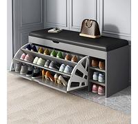 ZEELYDE Shoe Rack,Flip-Drawer Shoe Storage Bench, PU Padded Shoe Storage Bench with Drawer, Wooden Shoe Rack Pull Down Storage Cabinet Stand Rack Cupboard Organizer for Entryway And Hallway,B,100 *