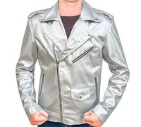 ZEEMAM X-Men QuickSilver Peter Maximoff Jacket Faux Leather Premium Quality, Silver, 3XL