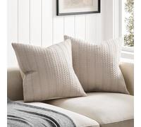 ZeeMart 100% Cotton Waffle Textured Throw Pillow Covers Set of 2, 18x18 Inch Taupe, Soft Farmhouse Decorative Couch Pillow Cases Light Brown Cushion Covers for Sofa Bed Living Room Home Decor