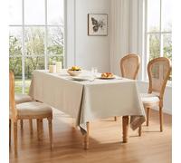 ZeeMart Basic Linen Textured Table Cloth, 60 x 104 Inch Raw Linen, Farmhouse Style Light Beige Rectangle Tablecloth, Wrinkle Resistant Washable Heavy Weight TableCloths