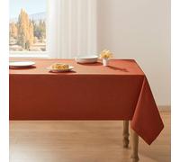 ZeeMart Basic Linen Textured Table Cloth, 60 x 84 Inch Dark Orange, Farmhouse Style Burnt Orange Rectangle Tablecloth, Wrinkle Resistant Washable Heavy Weight TableCloths