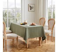 ZeeMart Basic Linen Textured Table Cloth, 60 x 84 Inch Olive, Farmhouse Style Green Rectangle Tablecloth, Wrinkle Resistant Washable Heavy Weight TableCloths