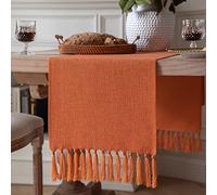 ZeeMart Burnt Orange Table Runners 90 Inches Long, Burlap Linen Style Rustic Farmhouse Fall Table Runner, Long Boho Dining Table Runner, 13x90 Inches, Harvest Pumpkin
