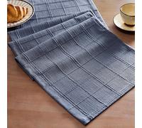 ZeeMart Linen Checked Table Runner, 13x108 Inches Blue, Textured Woven Farmhouse Table Runners 108 Inches Long, Slate Blue Plaid Dresser Scarf for Kitchen Dining Holiday Everyday Decor