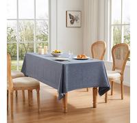 ZeeMart Linen Textured Rectangle Table Cloth, 52x70 Inch Navy Blue