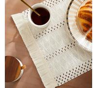 ZeeMart Macrame Style Boho Placemats Set of 4, Ivory Decorative Natural Farmhouse Cotton Woven Place Mats Home Decor for Kitchen Dining Table