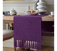 ZeeMart Purple Table Runners 36 Inches Long, Burlap Linen Style Rustic Farmhouse Table Runner, Small Short Boho Coffee Table Runner, 13x36 Inches, Purple