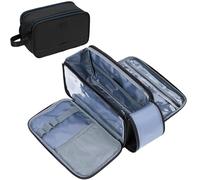 ZEEMO Travel Toiletry Bag for Men, Medium Water-Resistant Double-Sided Full-Open Dopp Kit, Versatile Organizer for Shower and Hygiene Accessories, Bathroom Essentials, Cosmetics, Black and Blue