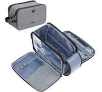ZEEMO Travel Toiletry Bag for Men, Water-Resistant Double-Sided Full-Open Dopp Kit, Versatile Organizer for Shower and Hygiene Accessories, Bathroom Essentials, Cosmetics, Grey, L, Classic