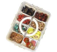 ZEENING Divided Clear Snackle Box Container, Serving Tray with Lid & Handle, Charcuterie Board Container Storage Organizer for Fruit, Candy, Veggie, Nuts & Snacks, Perfect for Party, Travel, & Picnic