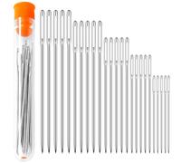 Zeeorymn 25 Pcs Large Eye Sewing Needles, Sharp Stainless Steel Needles for Hand Sewing, Embroidery,Knitting, 5 Sizes