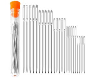 Zeeorymn 25 Pcs Large Eye Sewing Needles, Sharp Stainless Steel Needles for Hand Sewing, Embroidery,Knitting, 5 Sizes